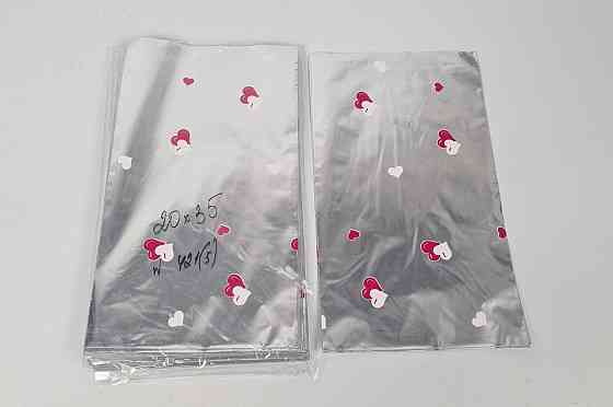 Пакет із малюнком для пакування подарунків (20*35) No421 (5) фольгований "Червоне серце" (100 шт.) Харків