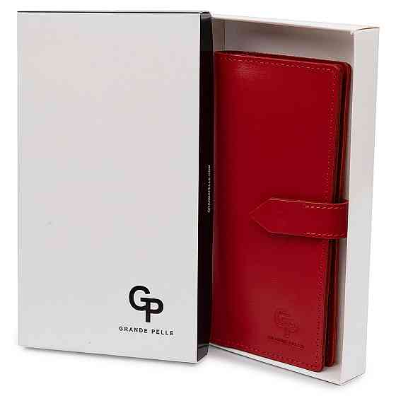 Шкіряне жіноче портмоне Червоний (GRANDE PELLE) Київ
