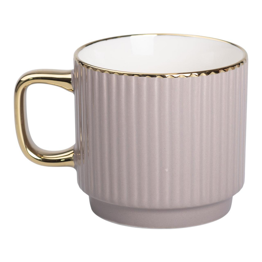 Чашка порцелянова із золотим обідком і золотою ручкою 300 (мл) Кремова RX-N231129CR Коломыя - изображение 1