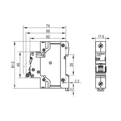 Автоматичний вимикач Videx RS4 RESIST 1п 20А С 4,5кА (VF-RS4-AV1C20) Вінниця