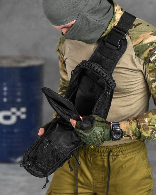 Тактическая сумка нагрудная paracord black МС8539 Одесса - изображение 6