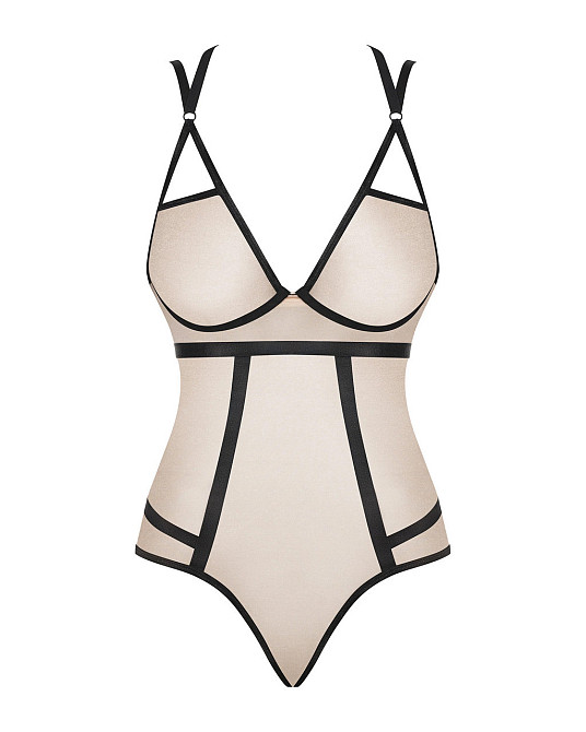Боді з контрастними смугами Obsessive Nudelia teddy S/M Sex Aura Київ - фото 7
