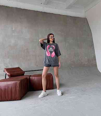 Женская стильная оверсайз футболка в технике тай-дай с накатом трикотаж - 100% хлопок Одесса