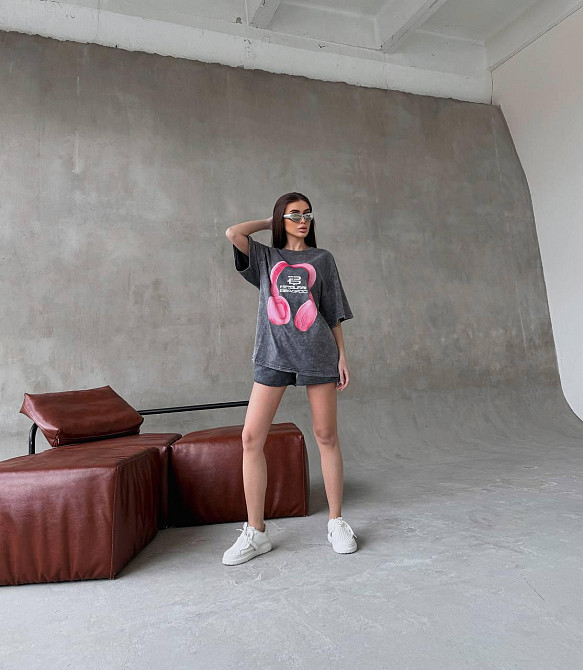 Женская стильная оверсайз футболка в технике тай-дай с накатом трикотаж - 100% хлопок Одесса - изображение 5