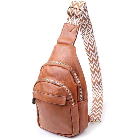 Небольшая женская сумка с одной лямкой через плечо из гладкой экокожи Vintage 22767 Рыжий Киев