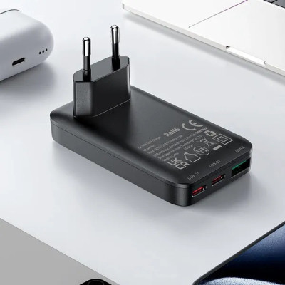 Зарядное устройство Acefast 3xUSB 65W (2xUSB-C+USB-A) Gan A100 Fast Charger Ultra thin black (6974316283492) Винница - изображение 7