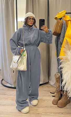 Жіночий теплий оверсайз комбінезон Фліс Полар Сірий Одеса