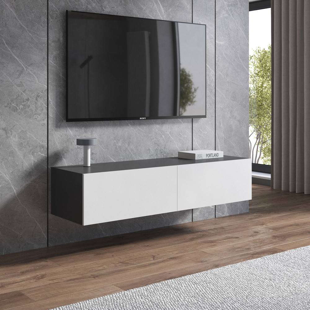 Тумба під телевізор VAYS, навісна тумбочка M-18 Антрацит-Білий Львів - фото 1