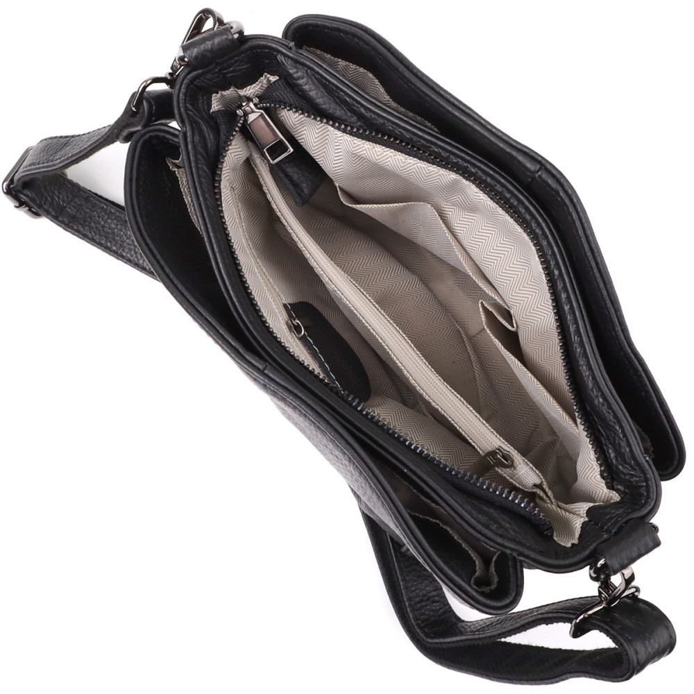 Сумка на плече з натуральної шкіри Vintage 23007 Чорний Київ - фото 8