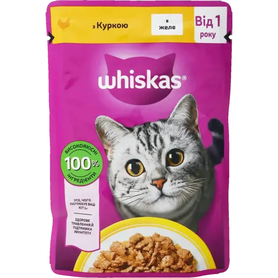 Вологий корм Whiskas (Віскас) з куркою в желе для дорослих котів 85 г Вінниця