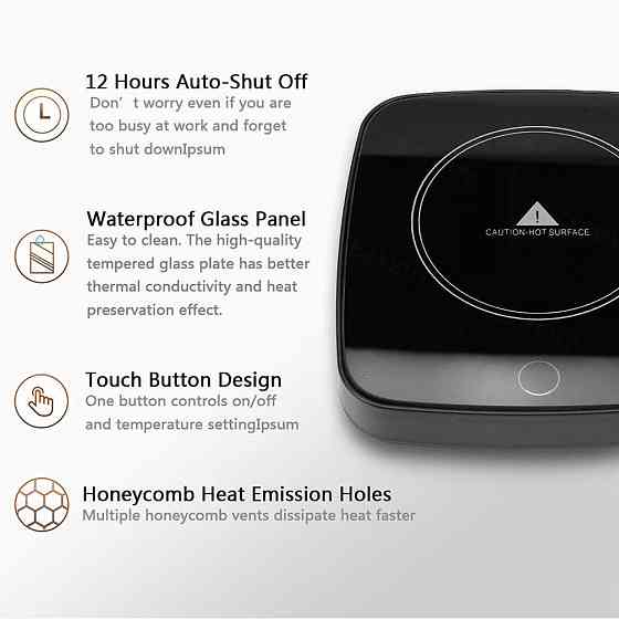 Підігрівач чашки настільна нагрівальна підставка Nuonove Smart Touch Heat Coaster білий 16W 110V 3 режими 40°C 50°C 60°C Київ