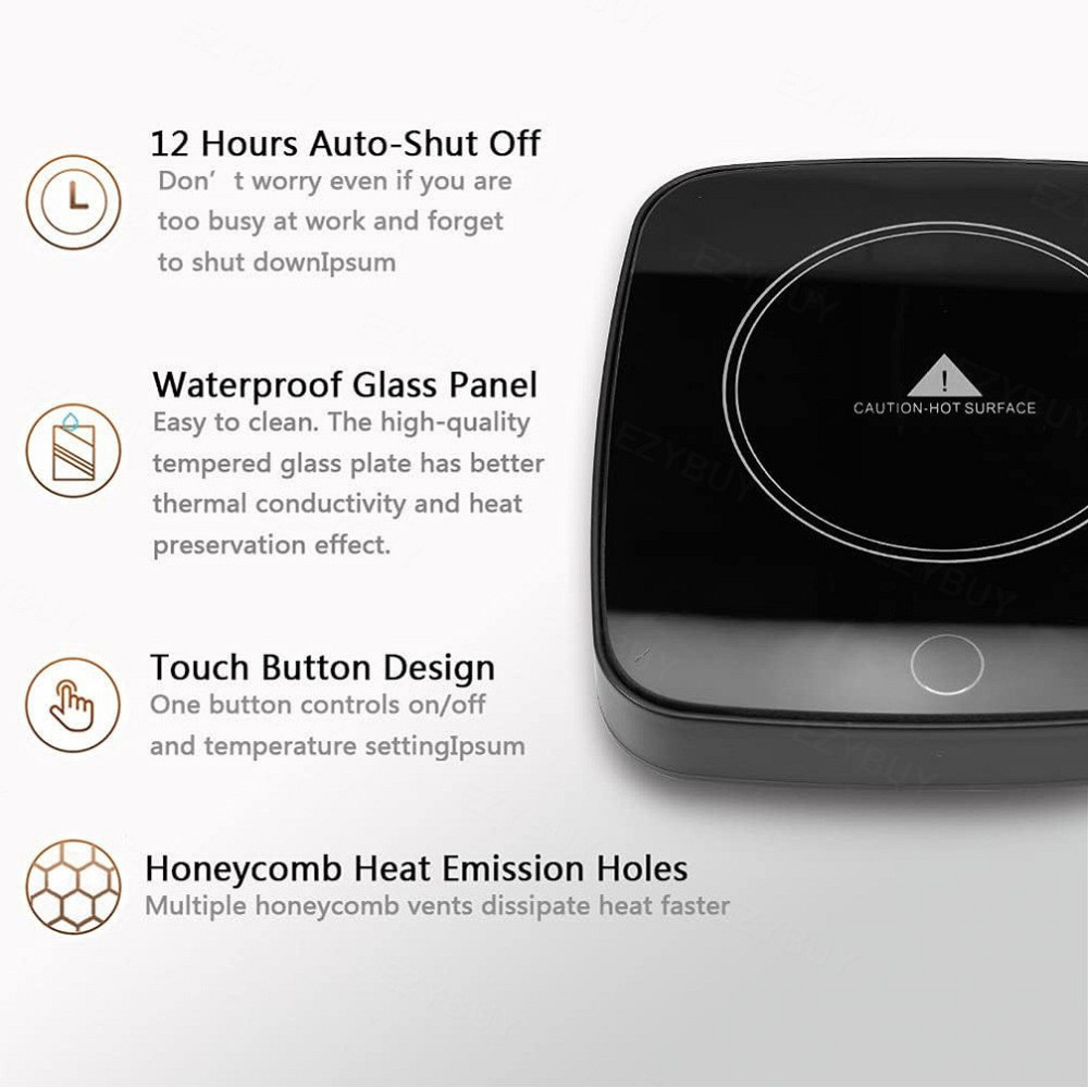 Підігрівач чашки настільна нагрівальна підставка Nuonove Smart Touch Heat Coaster білий 16W 110V 3 режими 40°C 50°C 60°C Київ - фото 5