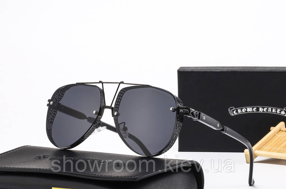 Чоловічі сонцезахисні окуляри Chrome Hearts (2586) black Київ - фото 1