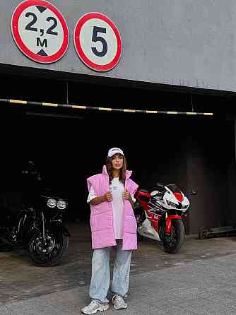 Жіноча стильна оверсайз-дута жилетка плащівка Еммі Рожевий Одеса