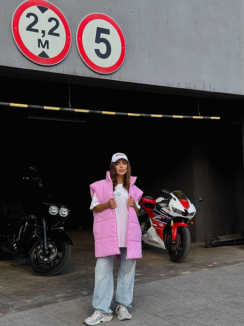 Жіноча стильна оверсайз-дута жилетка плащівка Еммі Рожевий Одеса - фото 4