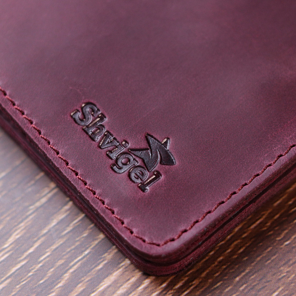Кожаное матовое портмоне Shvigel 16604 Бордовый Киев - изображение 1
