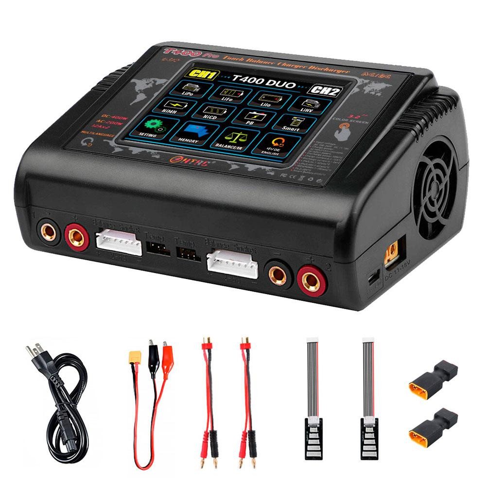 Зарядний пристрій HTRCT400 Pro Duo AC200/DC400Вт, тип АКБ LiPo, LiHv, Li-ion, NiMh, LiFe, Pb, 3.2" Touch screen, 100*65*140 (мм) Київ - фото 7