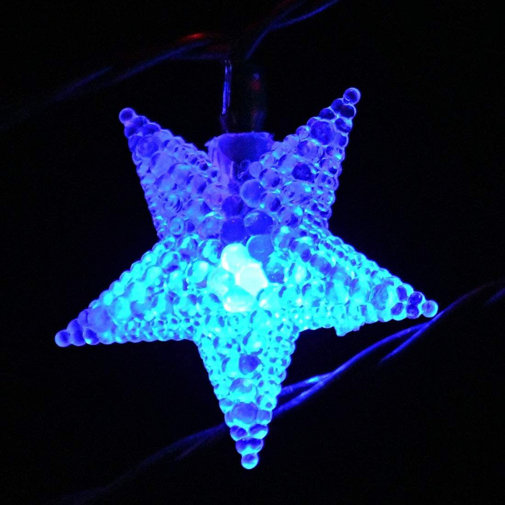 Вулична гірлянда на сонячній батареї Huacenmy "Зірки" (15 м, 150 LED) — Багатоколірна RGB, для саду та свята Київ - фото 7