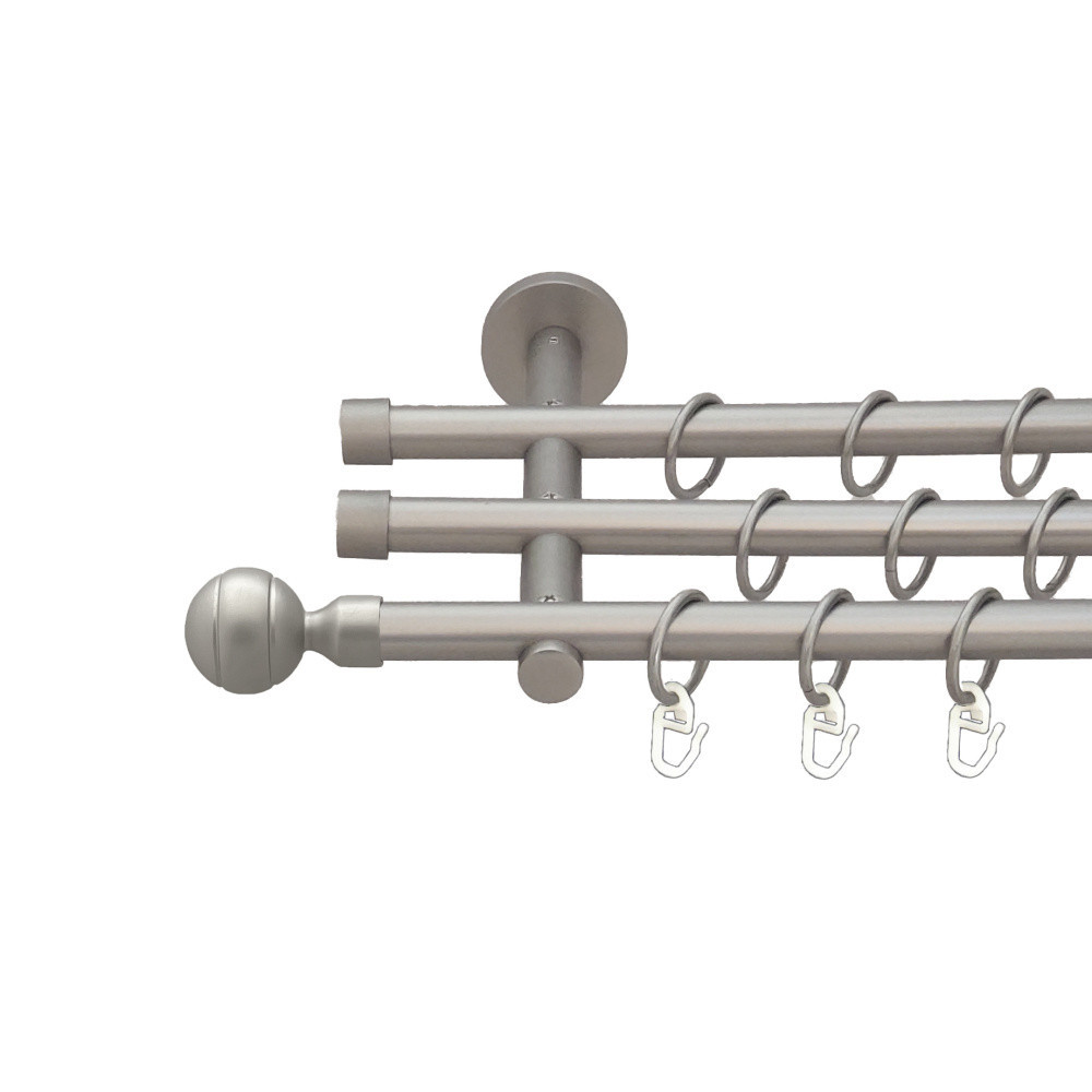 Карниз Orvit Паола металевий трирядний циліндр (20 см) гладка труба кільце металеве Сатин 16\16\16 мм 200 см (00-00022946) Львів - фото 1