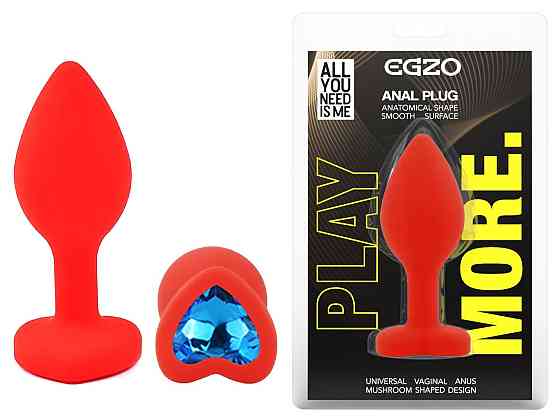 Силіконова анальна пробка EGZO - Silicone Red Heart Plug Blue, size S Sex Aura Київ