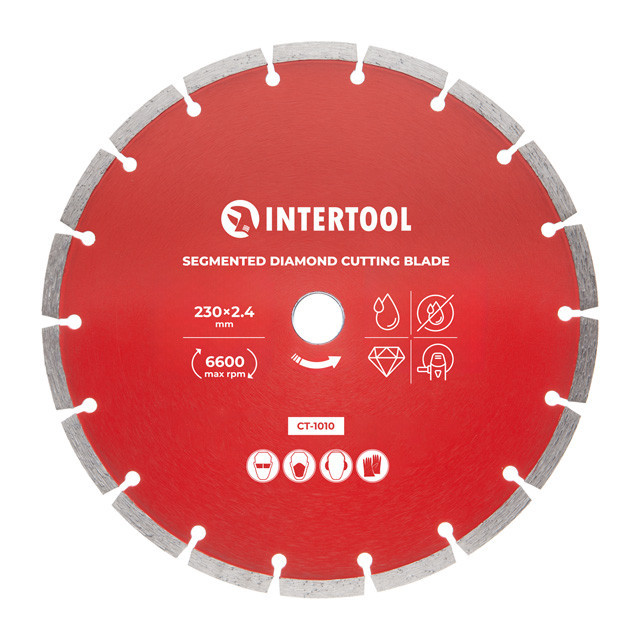 Диск відрізний сегментний алмазний, 230 мм, 22-24%, 6600 об/хв INTERTOOL CT-1010 Київ - фото 1