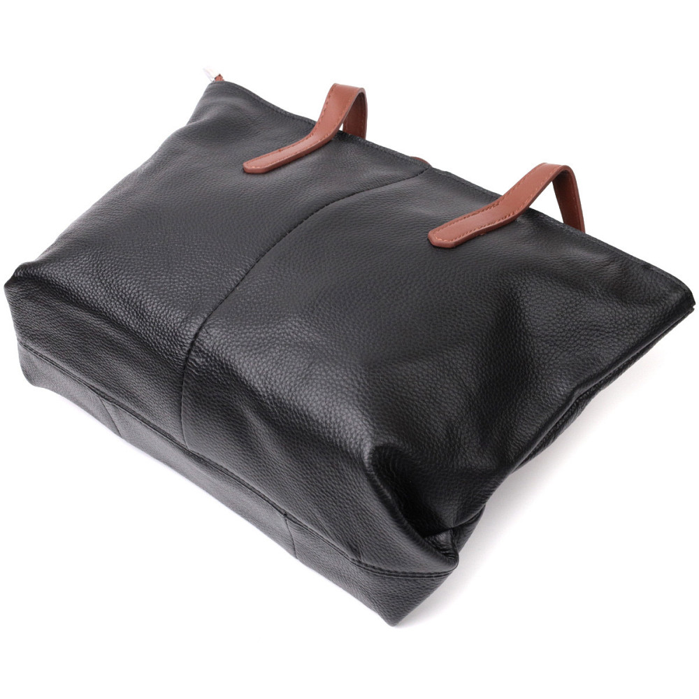 Вместительная сумка для женщин из натуральной кожи Vintage 22281 Черная Киев - изображение 5