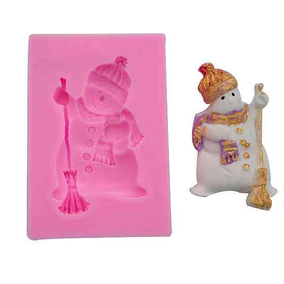 Молд новогодний Снеговик 53 на 35 мм розовый Киев