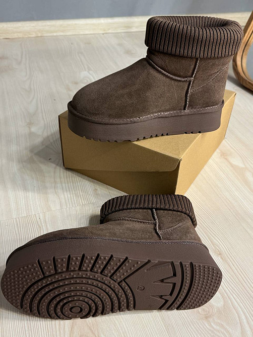 Уггі жіночі Hengji 56-7 з манжетом шкарпеткою на високій підошві коричневі, 39, 24,5 см Київ - фото 3