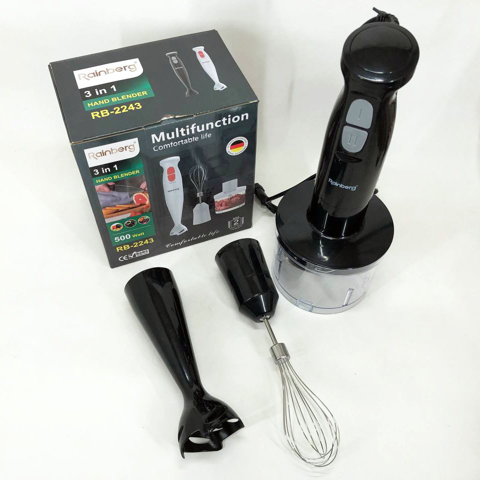 Блендер з тихим режимом Rainberg RB-2243, Блендер для кухні подрібнювач з чашею Блендери насадками CP-88 Львів - фото 3