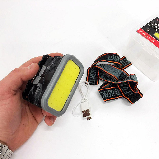 Налобный фонарь YM-309-COB (белый+красный), аккумуляторный, USB-C для использования в различных усло Киев - изображение 1