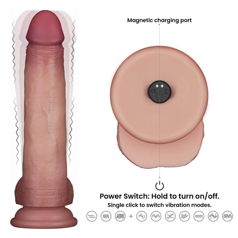 Реалистичный вибратор - Vibrating Sliding Skin Pro II Dual Layer Silicone Dong 8.5