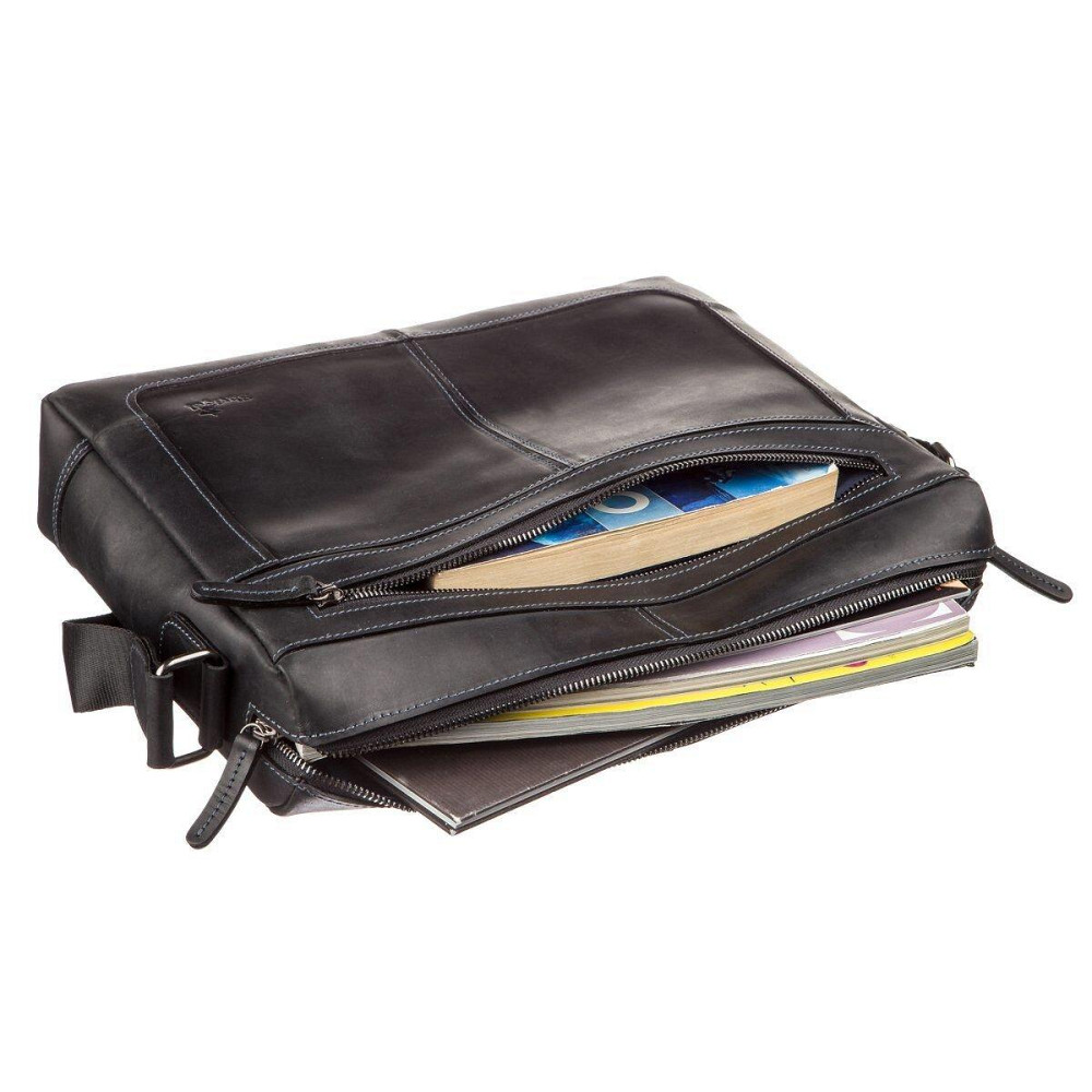 Ділова чоловіча шкіряна сумка на плече SHVIGEL 11246 Чорна Київ - фото 5