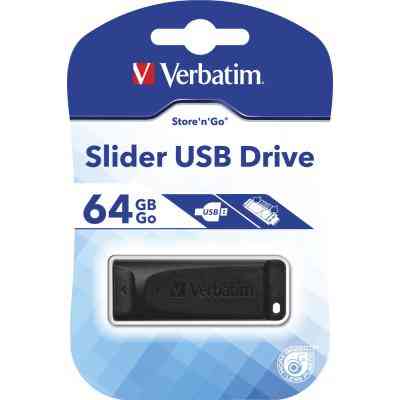 USB флеш накопитель Verbatim 64GB Slider Black USB 2.0 (98698) Винница