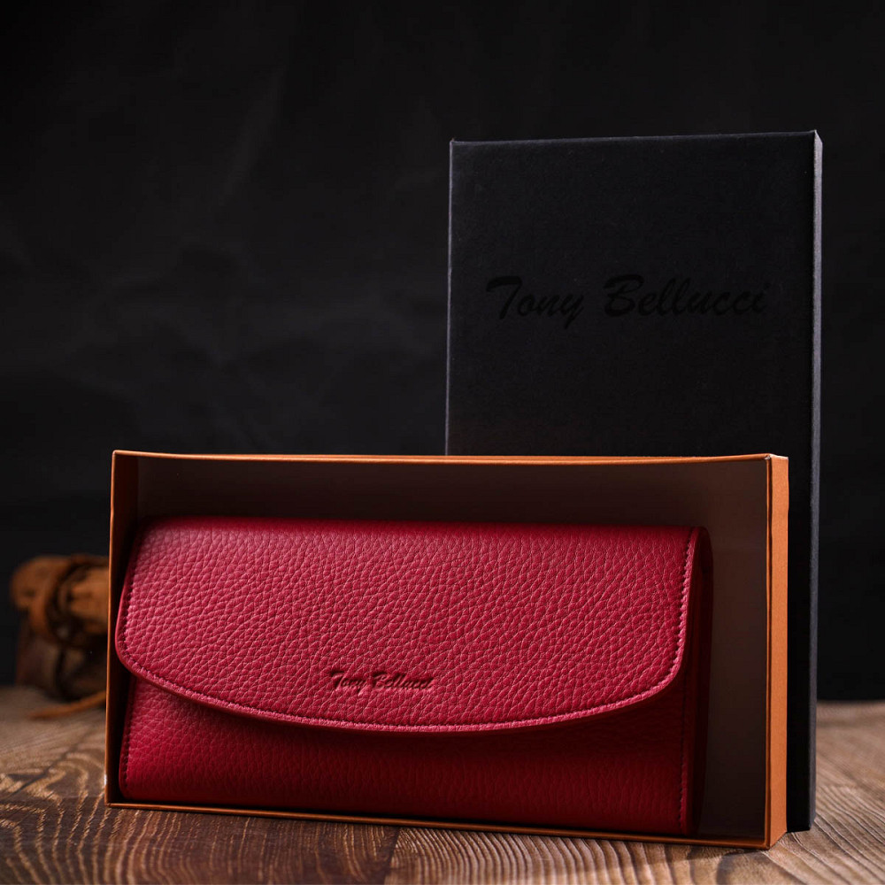 Барвистий жіночий гаманець з монетницею на блискавці з натуральної шкіри Tony Bellucci 21979 Фуксія Київ - фото 1