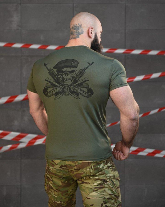 Тактична потоотводна футболка SABUR череп олива ВТ6557 Одесса - изображение 1