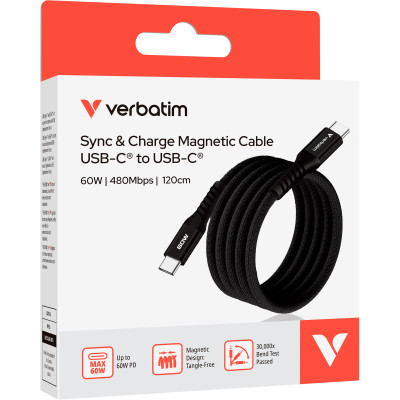 Дата кабель USB-C to USB-C 1.2m Magnetic 60W black Verbatim (31859) Вінниця - фото 3