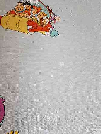 Обои виниловые на флизелине AdaWall Ada Kids метровые детские мультфильм Флинтстоуны герои на голубом фоне Киев