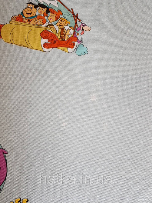 Шпалери вінілові на флізеліні AdaWall Ada Kids метрові дитячі мультфільми Флінтстоуни герої на блакитному тлі Київ - фото 3