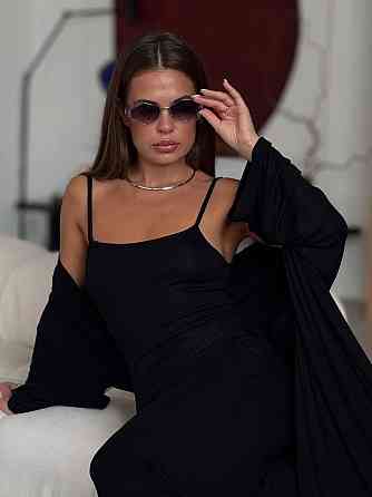 Женский базовый костюм двойка: платье + кардиган турецкая вискоза Черный, 46/48 Одесса