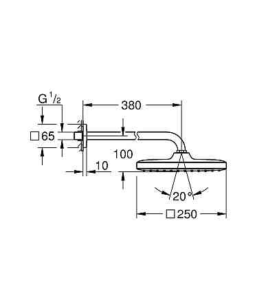 Верхний душ с настенным кронштейном Grohe Tempesta Cube (26687000) Киев
