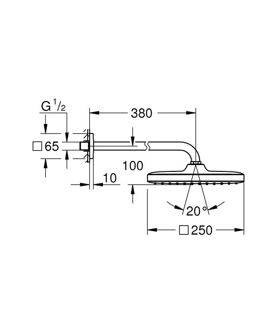 Верхний душ с настенным кронштейном Grohe Tempesta Cube (26687000) Киев - изображение 2