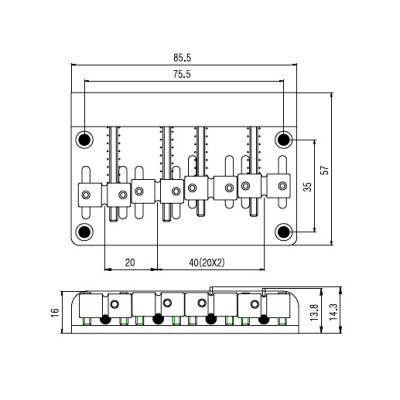Бридж для гітари Paxphil BB012 Black Вінниця - фото 4