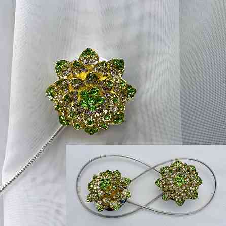 Магніти для штор та гардин "Flowers" набір 2 шт Салатовий з золотистим (81-206) Київ