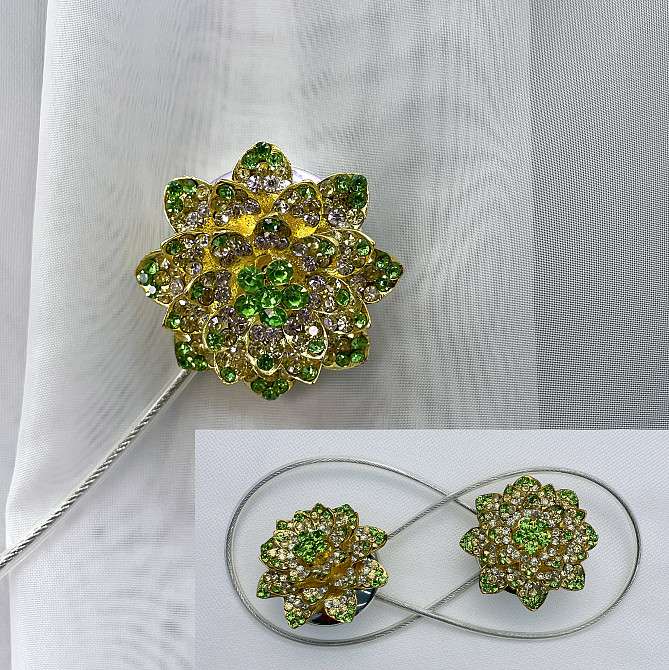 Магніти для штор та гардин "Flowers" набір 2 шт Салатовий з золотистим (81-206) Київ - фото 1