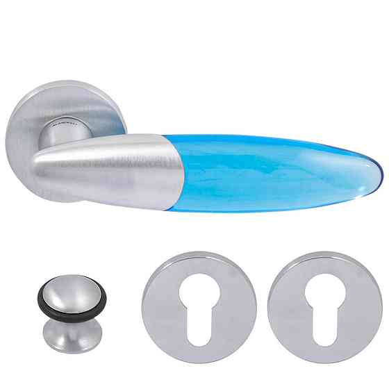 Ручка Mandelli 501 Bip мат.хром / аквамарин прозор R кл Киев