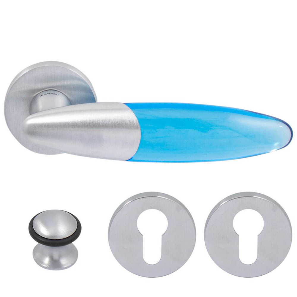 Ручка Mandelli 501 Bip мат.хром / аквамарин прозор R кл Киев - изображение 1