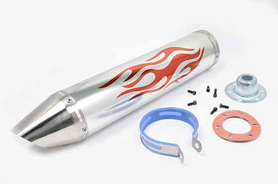 Глушник (тюнінг) 420*10 см, кріп. Ø78mm (нержавіюча сталь, полум'я, хром, прямоток, ) Мукачево