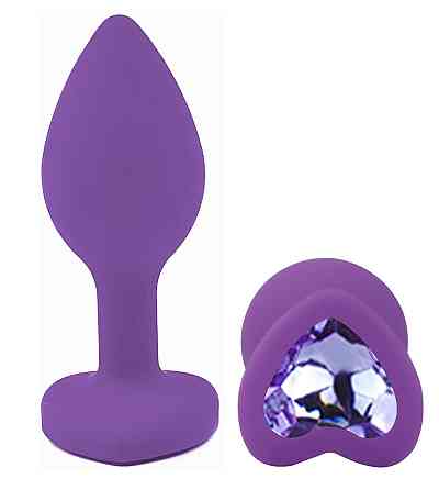 Силиконовая анальная пробка EGZO - Silicone Violet Heart Plug Amethyst, size S Sex Aura Киев