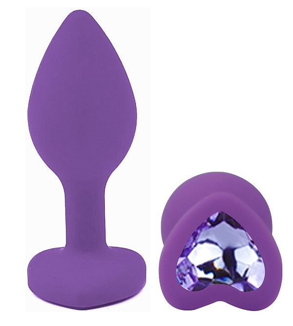 Силиконовая анальная пробка EGZO - Silicone Violet Heart Plug Amethyst, size S Sex Aura Киев - изображение 2