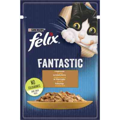 Влажный корм для кошек Purina Felix Fantastic с индейкой в желе 85 г (7613039832516) Винница